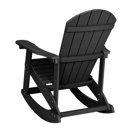 Flash Furniture 2 PK Black Poly Resin Adirondack Rocking Chairs JJ-C14705-BK-2-GG